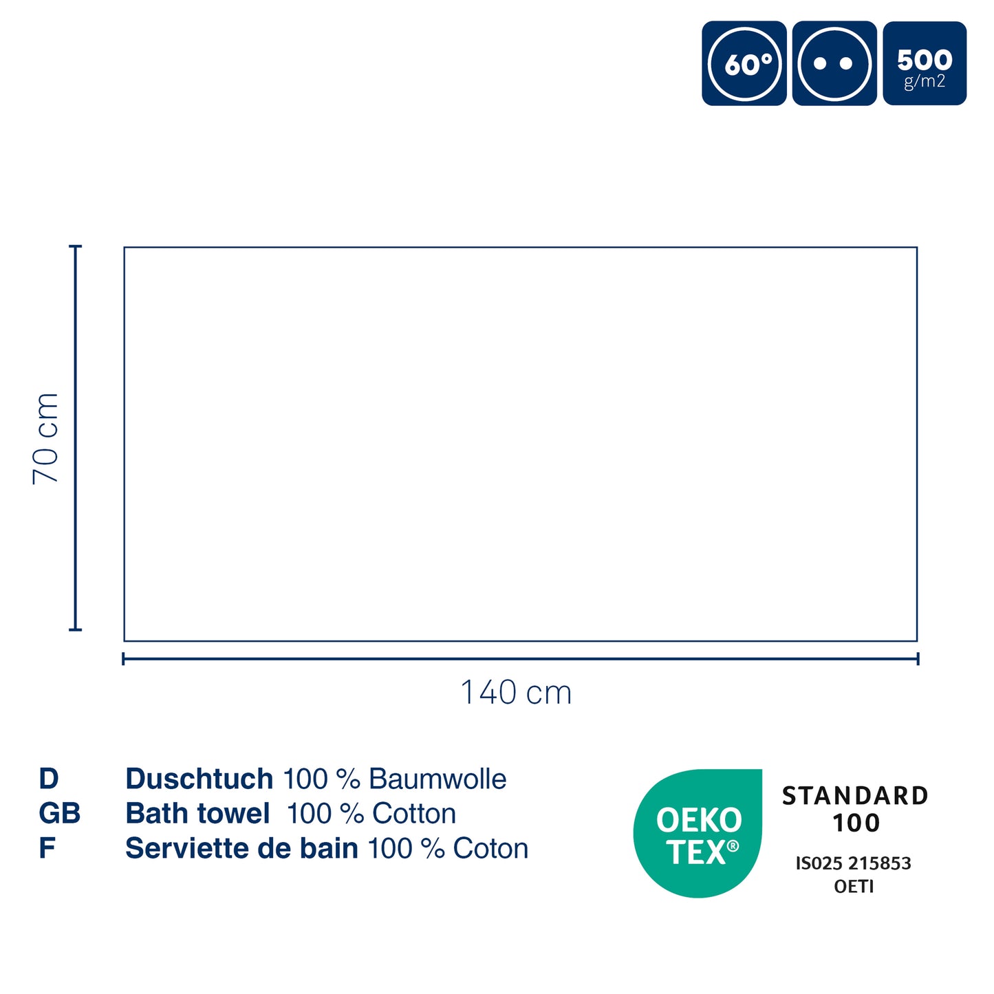 Set van 2 Badhanddoeken (70x140 cm) - Snow White - "Leonora" range