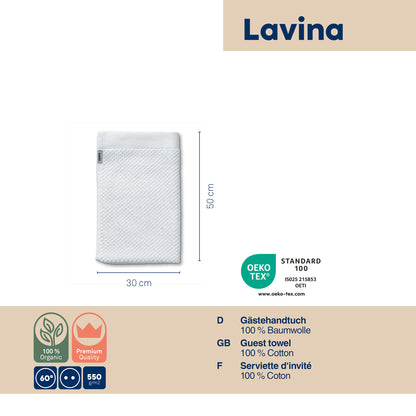 Set van 2 Gastendoekjes (30x50 cm) - White - "Lavinia" range - 100% Organisch