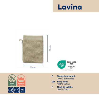 Set van 2 Washandjes (15x21 cm) - Beige - "Lavinia" range - 100% Organisch