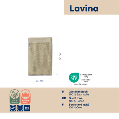 Set van 2 Gastendoekjes (30x50 cm) - Beige - "Lavinia" range - 100% Organisch