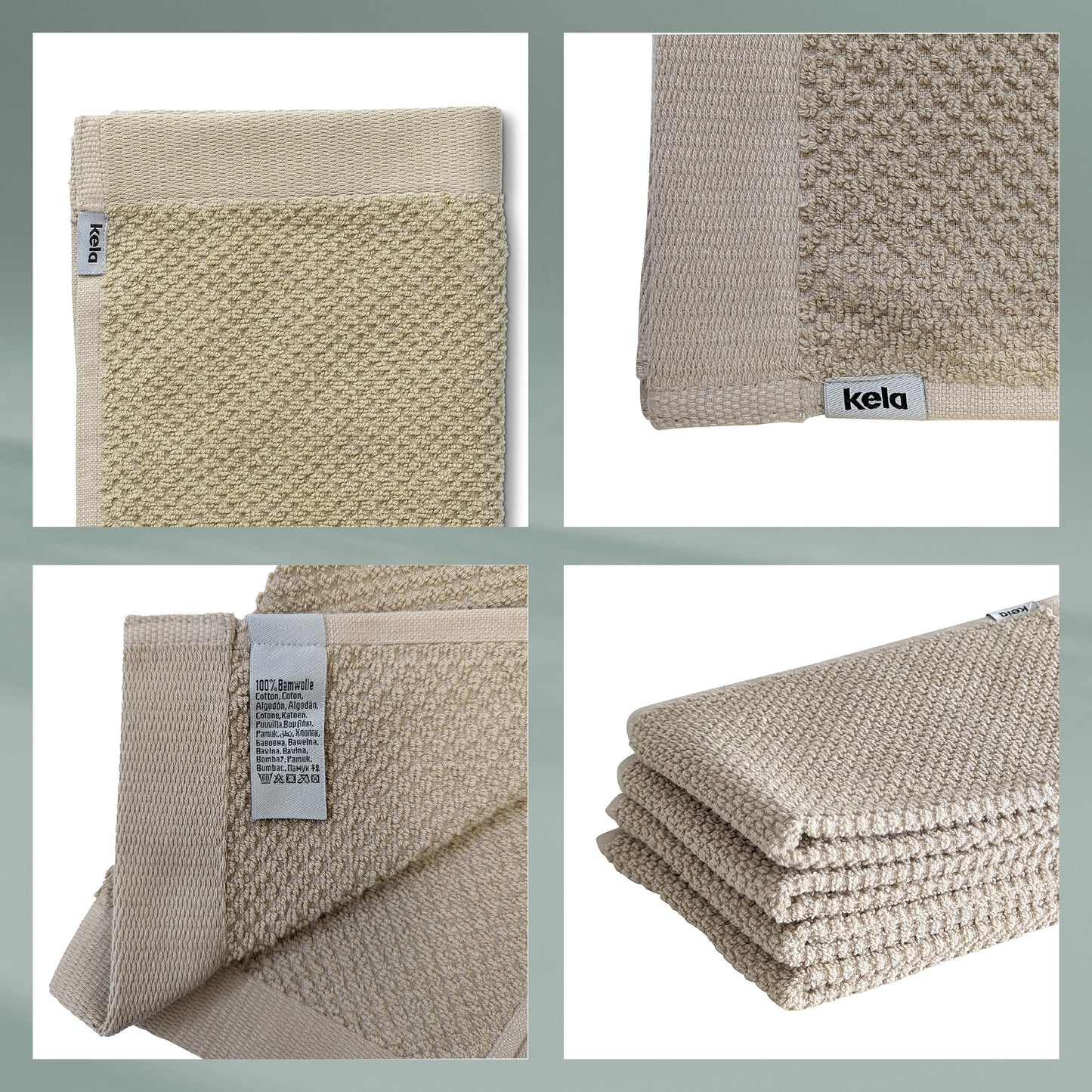 Set van 2 Gastendoekjes (30x50 cm) - Beige - "Lavinia" range - 100% Organisch