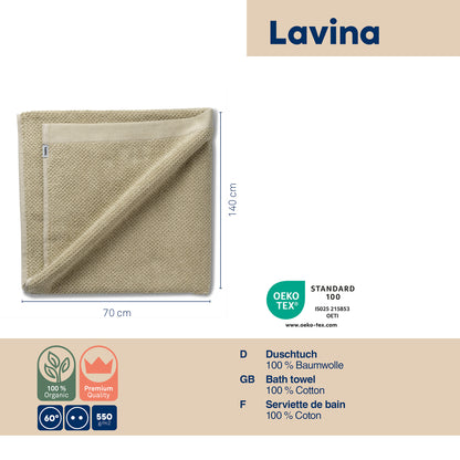 Set van 2 Badhanddoeken (70x140 cm) - Beige - "Lavinia" range - 100% Organisch