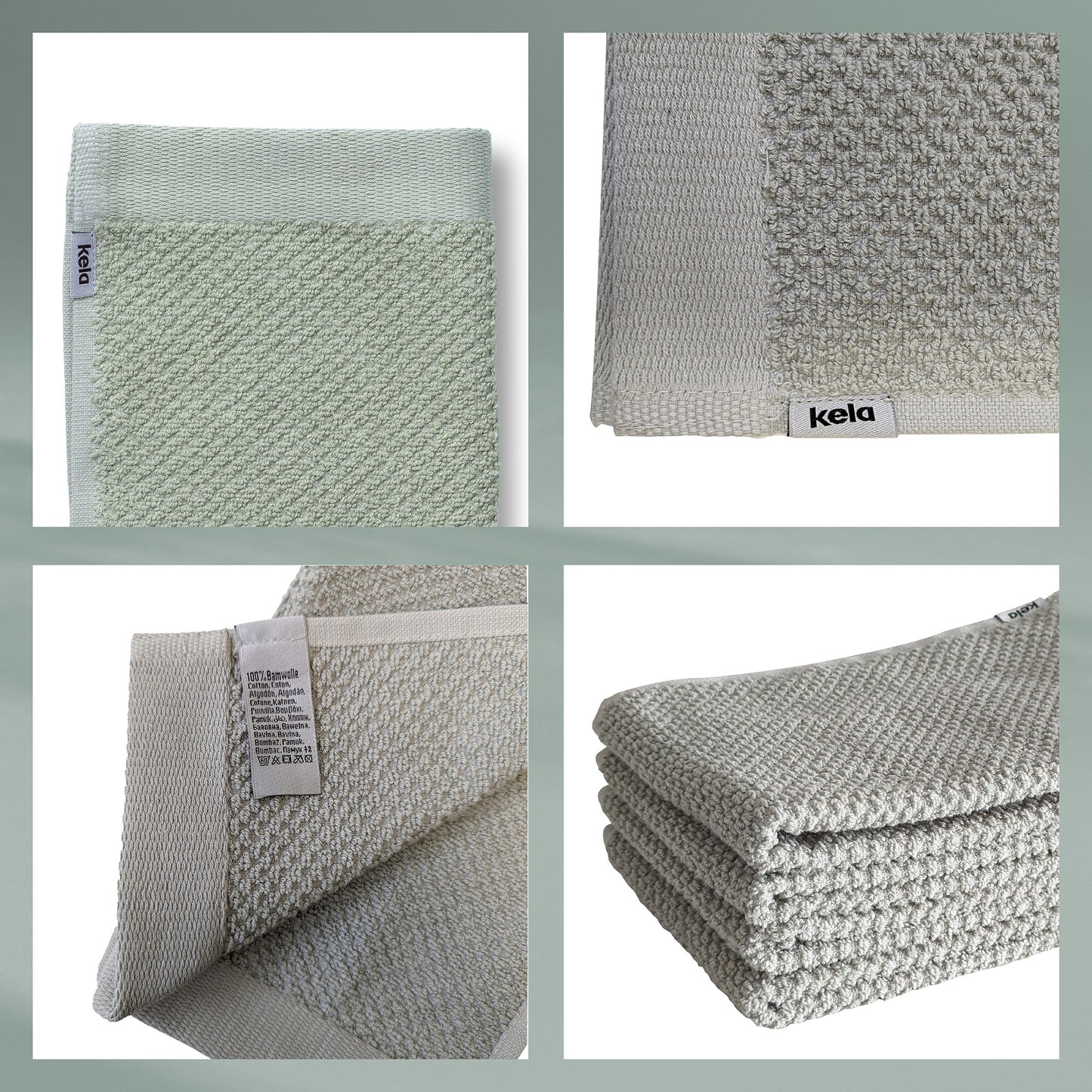 Set van 2 Gastendoekjes (30x50 cm) - Light Grey - "Lavinia" range - 100% Organisch