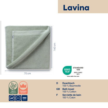 Set van 2 Badhanddoeken (70x140 cm)  - Light Grey - "Lavinia" range - 100% Organisch