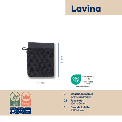 Set van 2 Washandjes (15x21 cm) - Black - "Lavinia" range - 100% Organisch