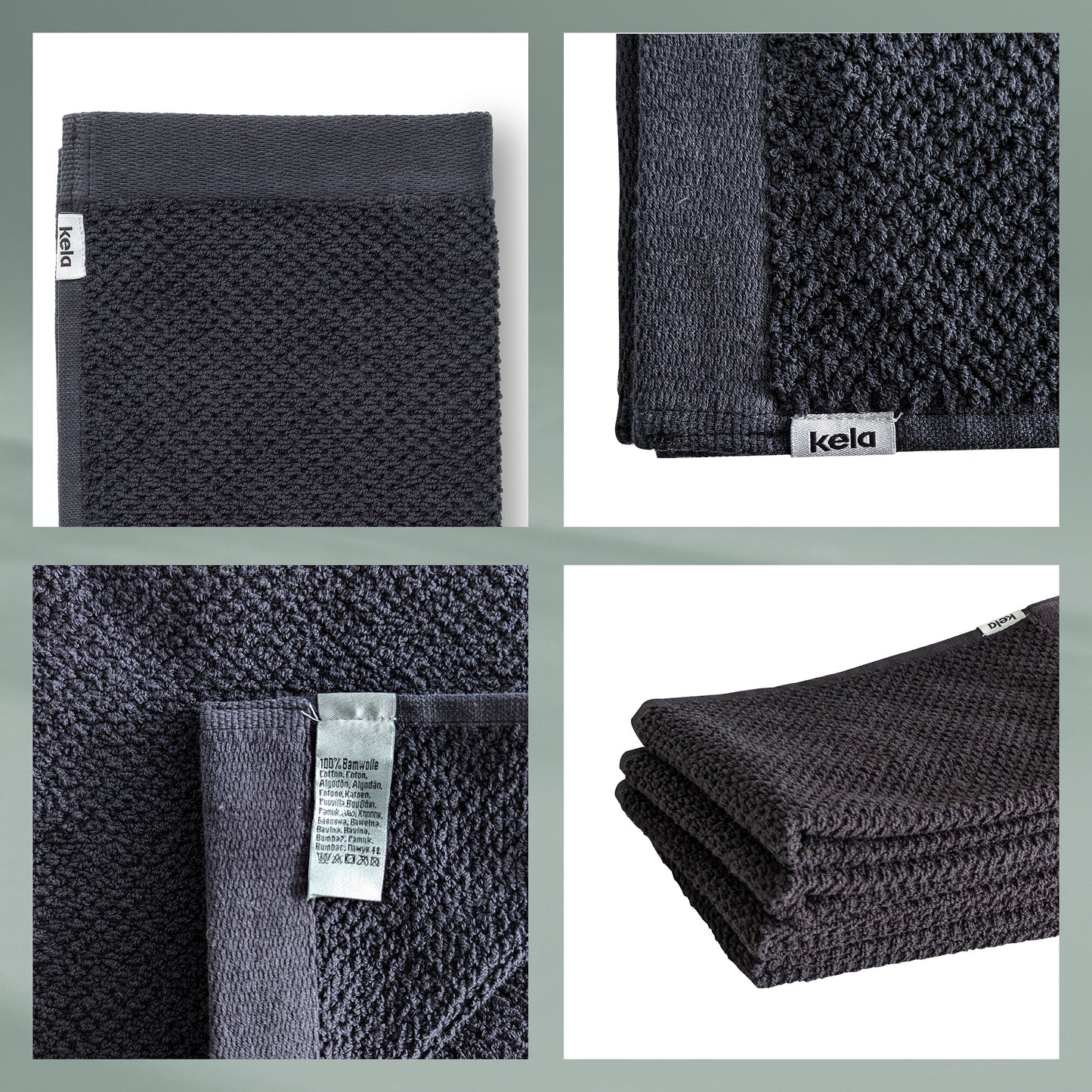 Set van 2 Handdoeken (50x100 cm) - Black - "Lavinia" range - 100% Organisch