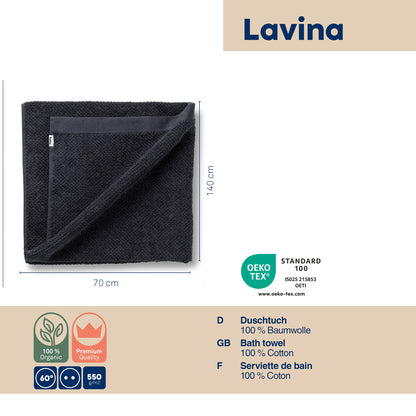 Set van 2 Badhanddoeken (70x140 cm) - Black - "Lavinia" range - 100% Organisch