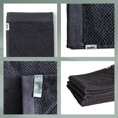 Set van 2 Badhanddoeken (70x140 cm) - Black - "Lavinia" range - 100% Organisch