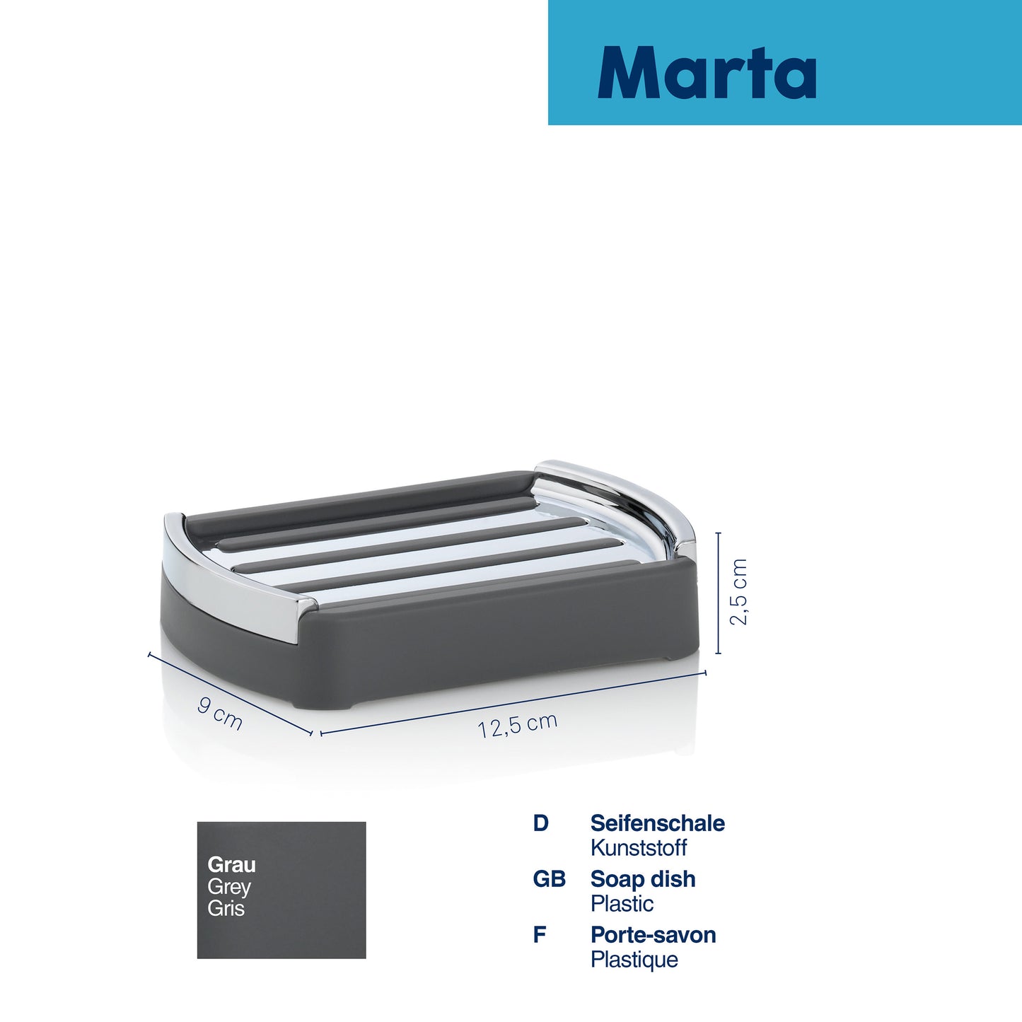 Zeepbakje - Grey - "Marta" range