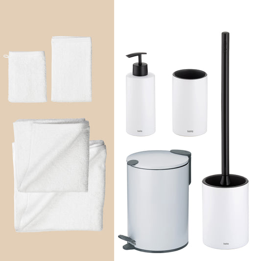 Artic White –  20-delige Badkamer Set met Handdoeken & Accessoires
