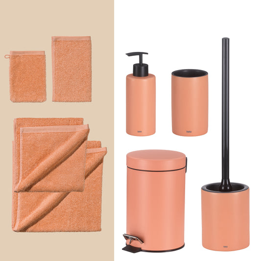 Peachy Pink – Kleurrijke 20-delige Badkamer Set met Handdoeken & Accessoires