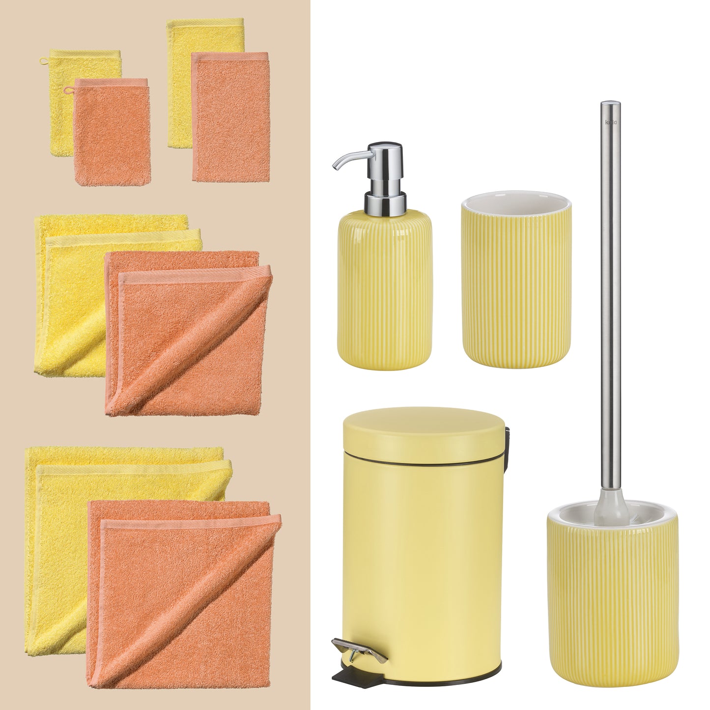 Sunflower Glow – Kleurrijke 20-delige Badkamer Set: Handdoeken (2 kleuren) & Accessoires