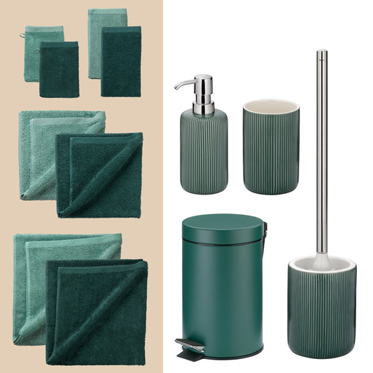 Jungle Luxe – Luxe 20-delige Badkamer Set met Handdoeken (2 kleuren) & Accessoires