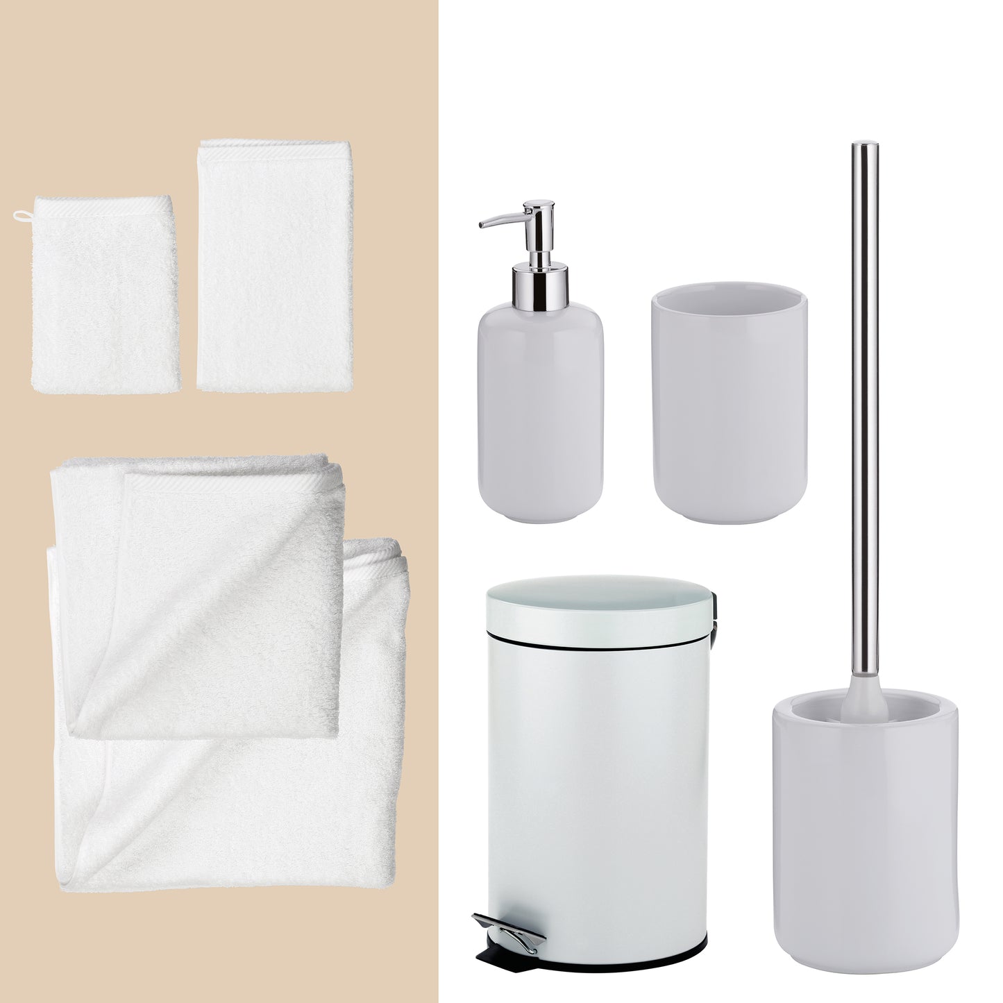 White Serenity – 20-delige Badkamer Set met Handdoeken en Accessoires