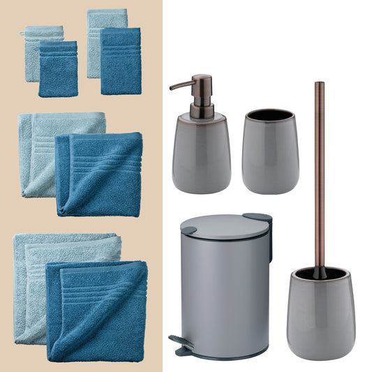 Navy Luxe – 20-delige Luxe Badkamer Set met Handdoeken (2 kleuren) & Accessoires