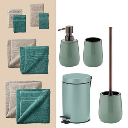 Olive Charm – 20-delige Badkamer Set met Handdoeken (2 kleuren) en Accessoires