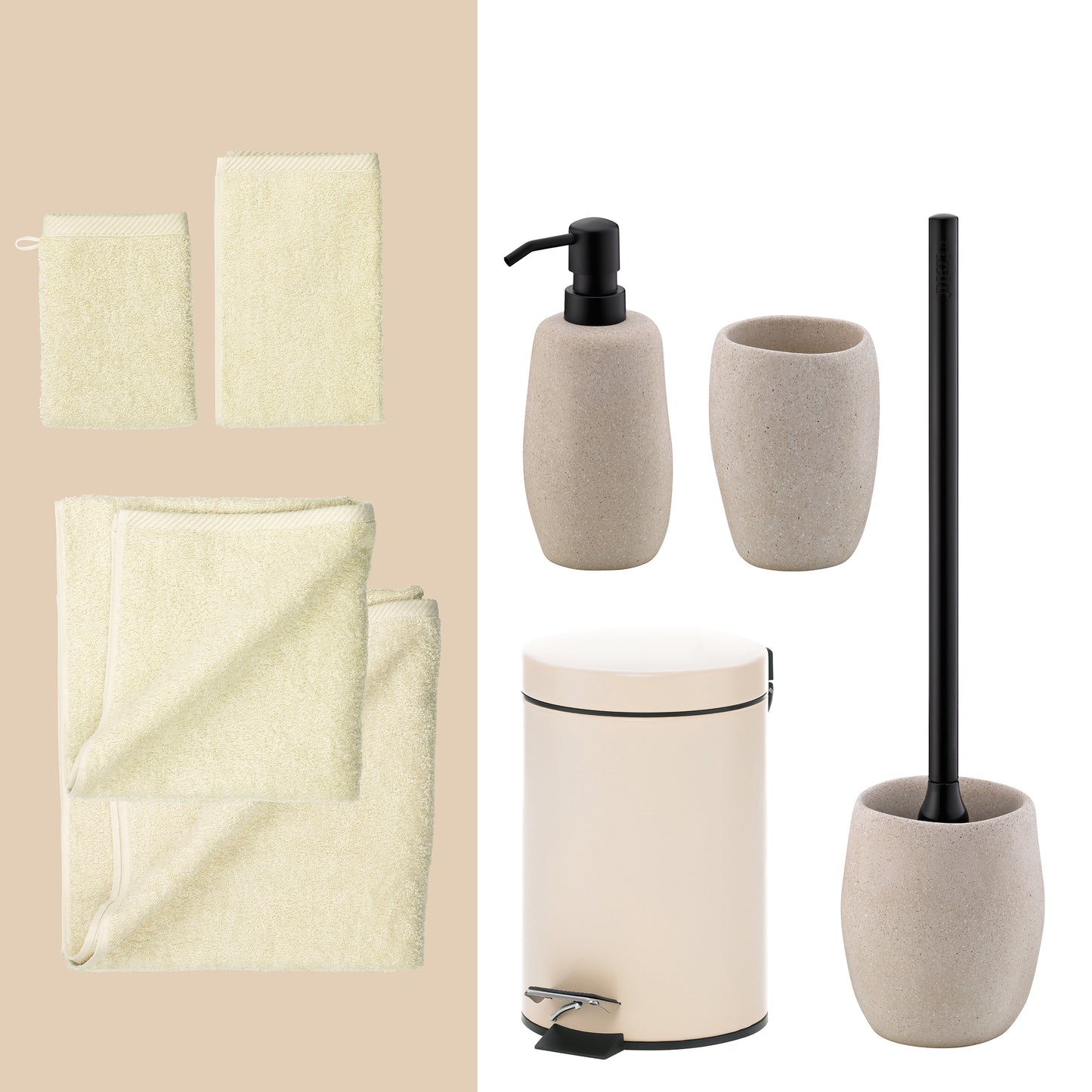 Natural Harmony – Complete 20-delige Badkamer Set: Handdoeken & Accessoires