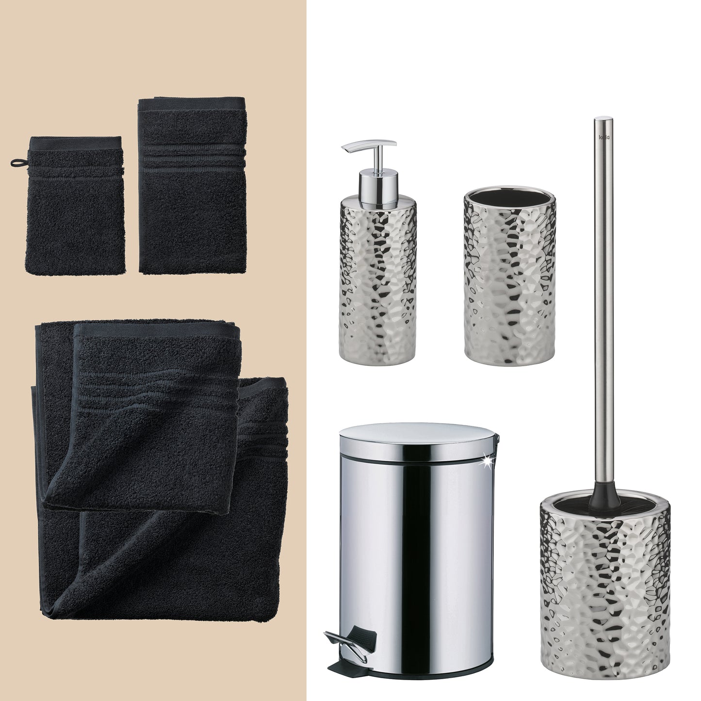 Silver Serenity – 20-delige Luxe Badkamer Set met Handdoeken & Accessoires