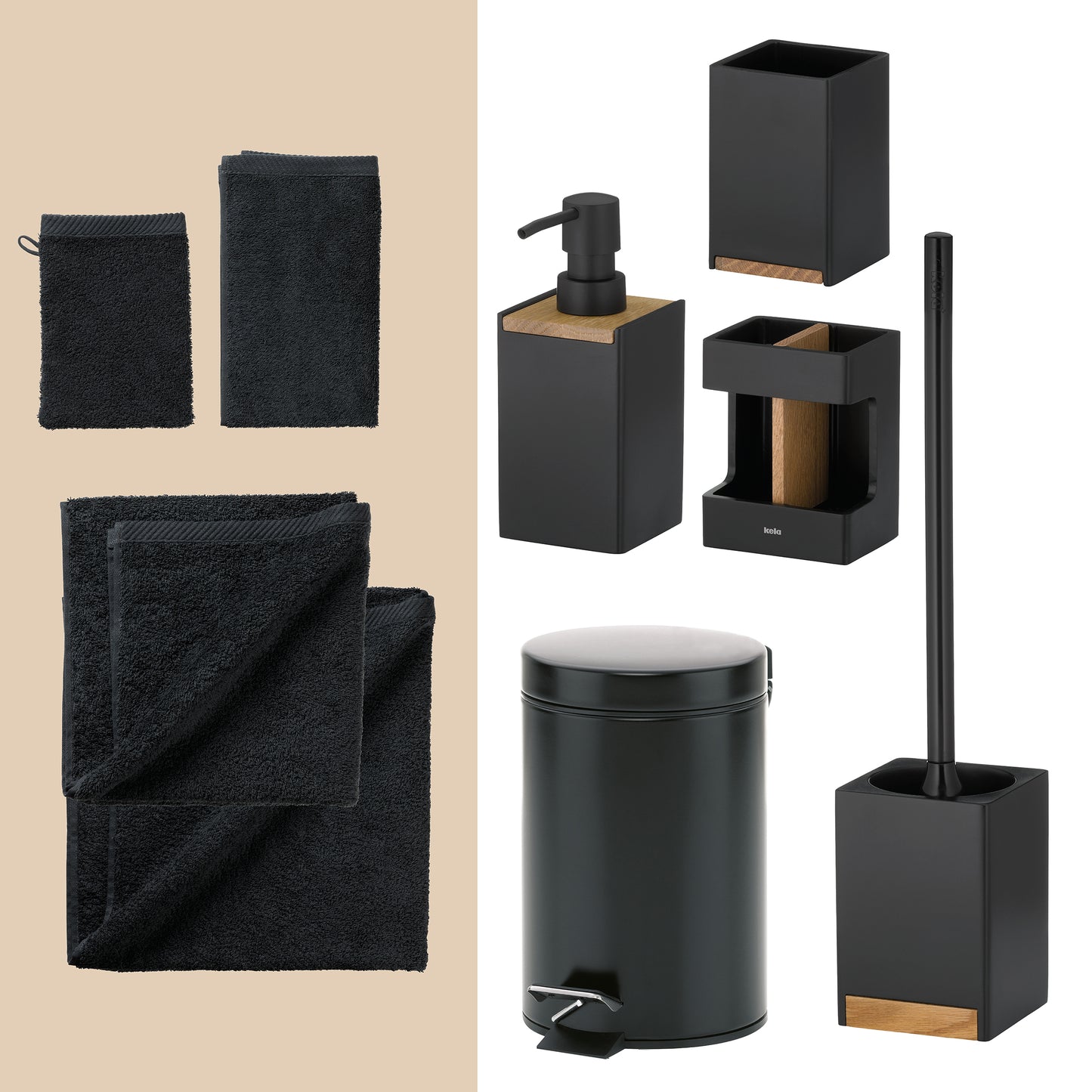 Noir Prestige – Luxe 21-delige Badkamer Set met Handdoeken & Accessoires