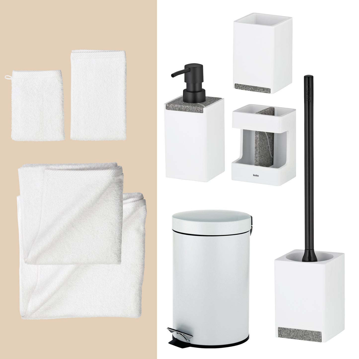 Luminous White – 21-delige Badkamer Set met Handdoeken en Accessoires