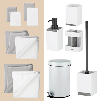 Crystal & Graphite – 21-delige Badkamer Set met Handdoeken (2 kleuren) & Accessoires