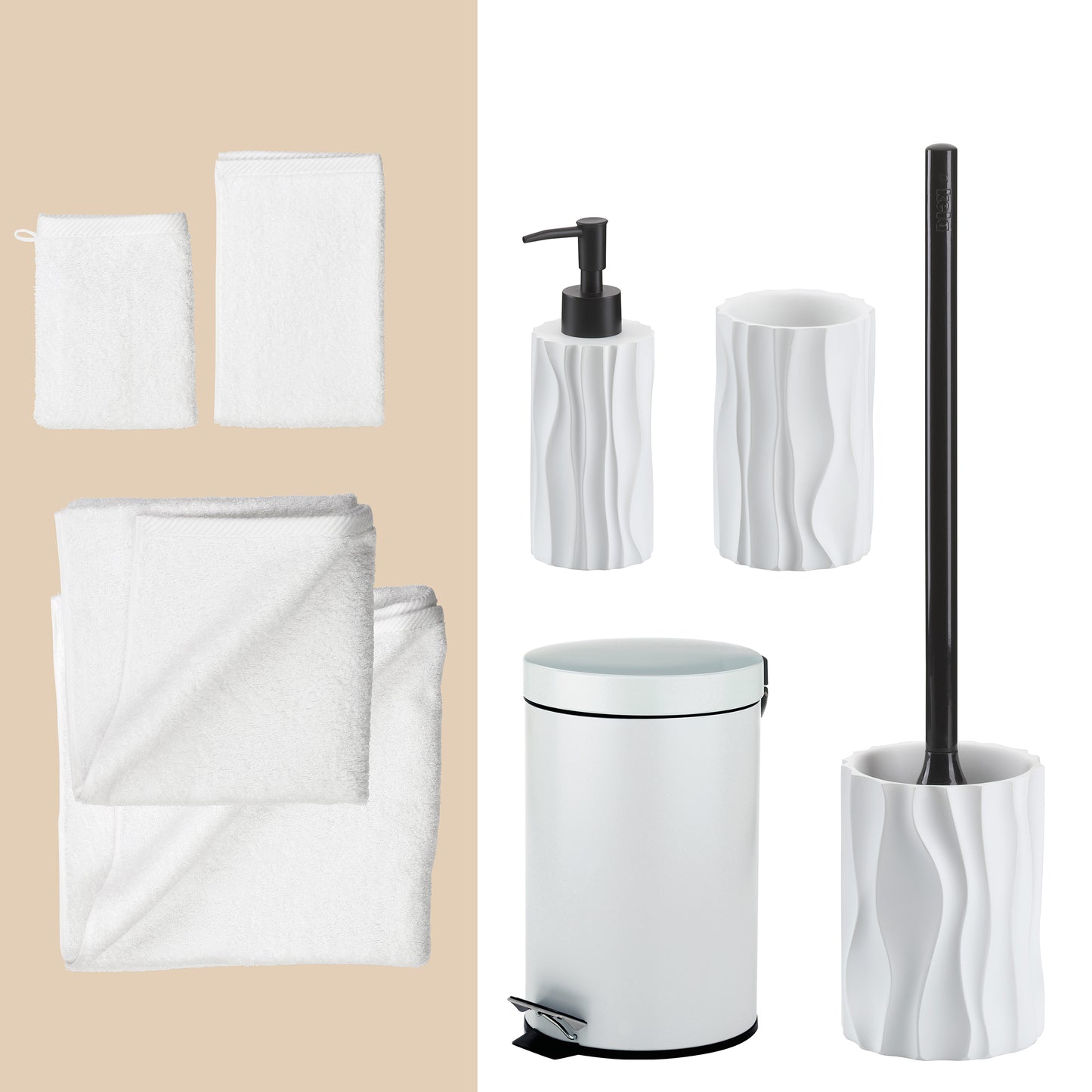 Ivory Aura – 20-delige Badkamer Set met Handdoeken en Accessoires