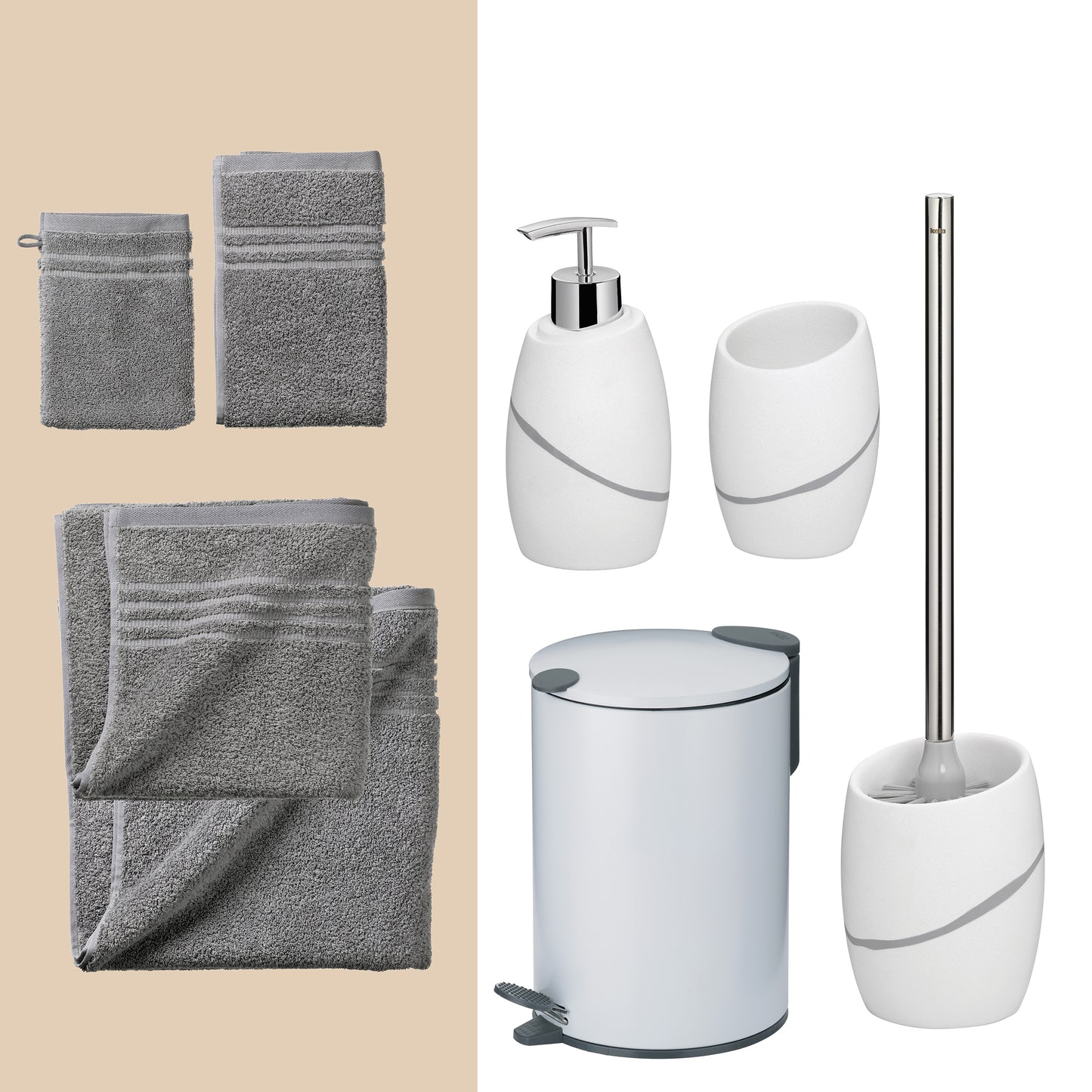 White Mirage – Luxe 20-delige Badkamer Set met Handdoeken en Accessoires
