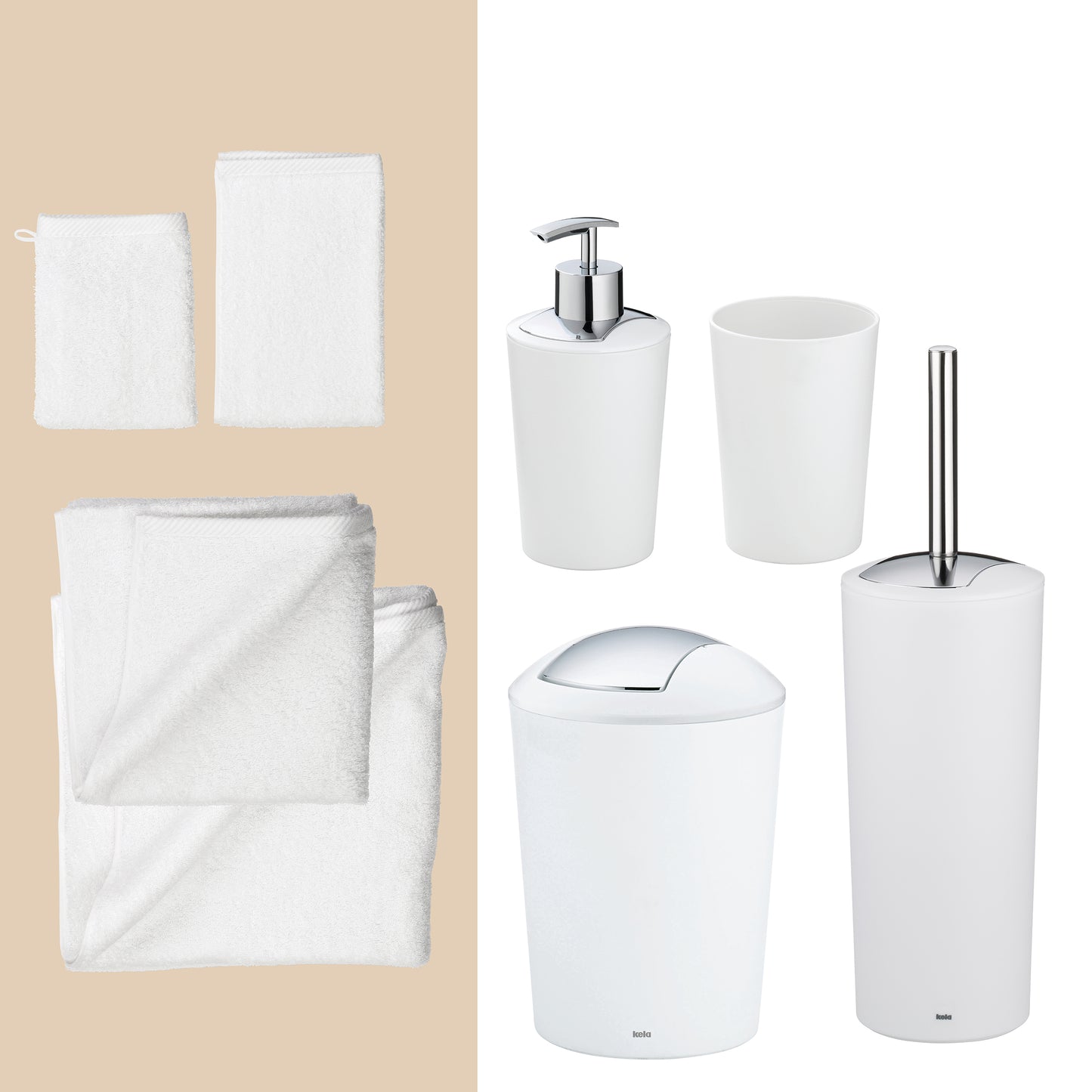 White Horizon – Volledige 20-delige Badkamer Set met Handdoeken & Accessoires