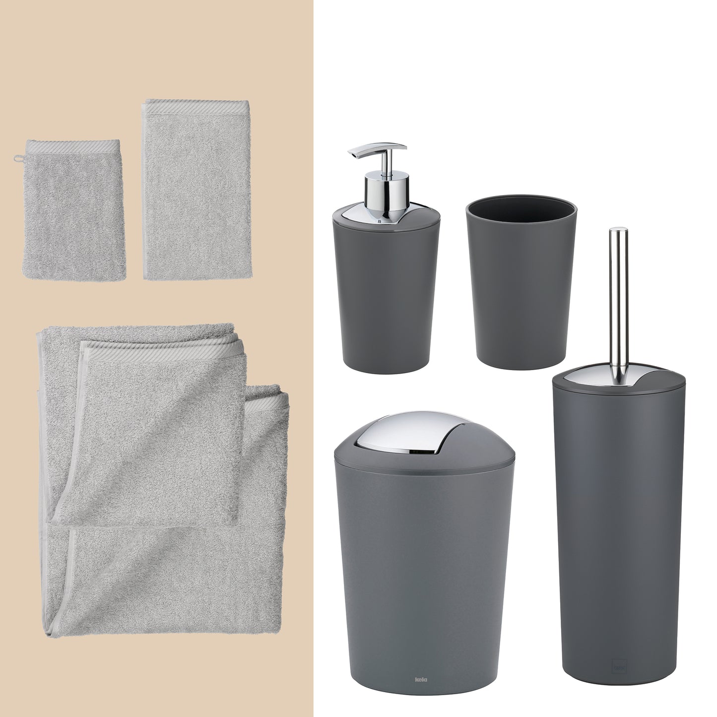 Shadow grey – Complete 20-delige Badkamer Set: Handdoeken & Accessoires