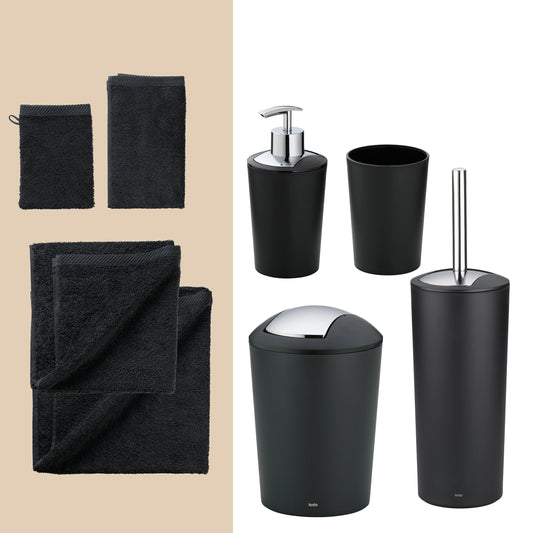Noir Horizon – Complete 20-delige Badkamer Set: Handdoeken & Accessoires
