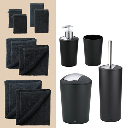 Dark Elegance – 20-delige alles-in-één Badkamer Set met Handdoeken (2 kleuren) & Accessoires