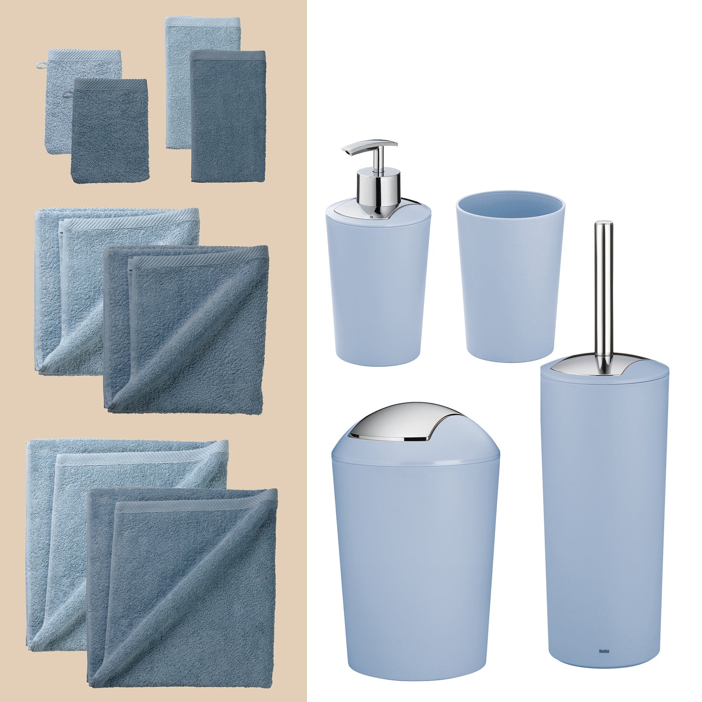 Navy Opal – Complete 20-delige Badkamer Set: Handdoeken (2 kleuren) & Accessoires